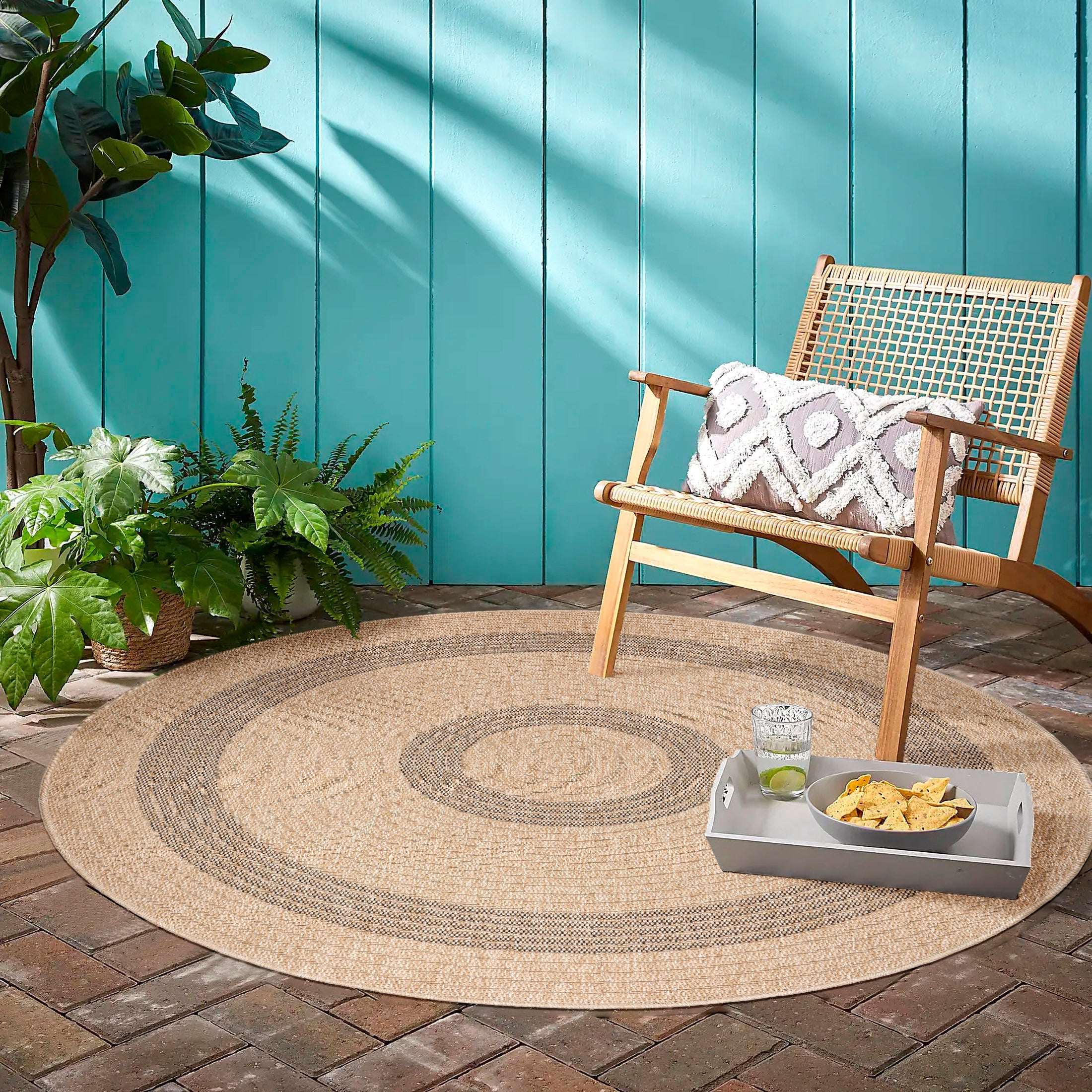 COMILLA - Tapis intérieur/extérieur rond aspect jute noir - COM0886NOI COMILLA