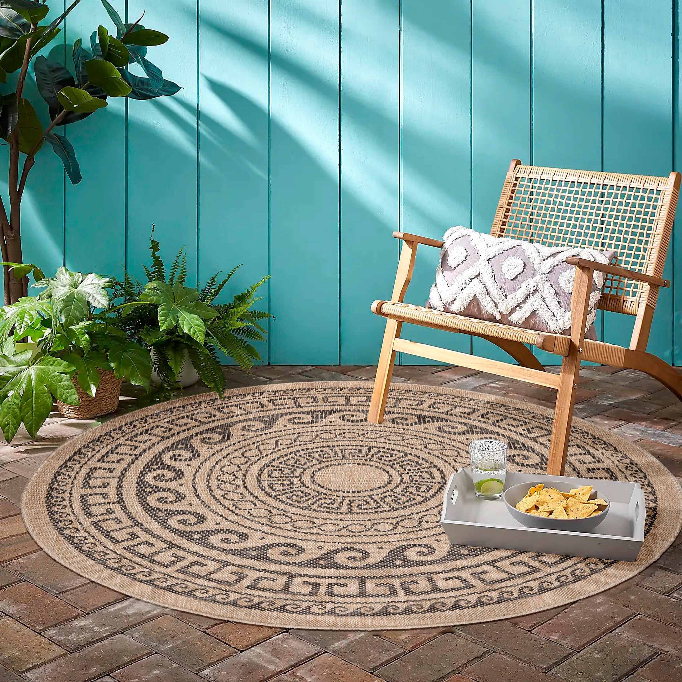 COMILLA - Tapis intérieur/extérieur rond aspect jute noir - COM0887NOI COMILLA