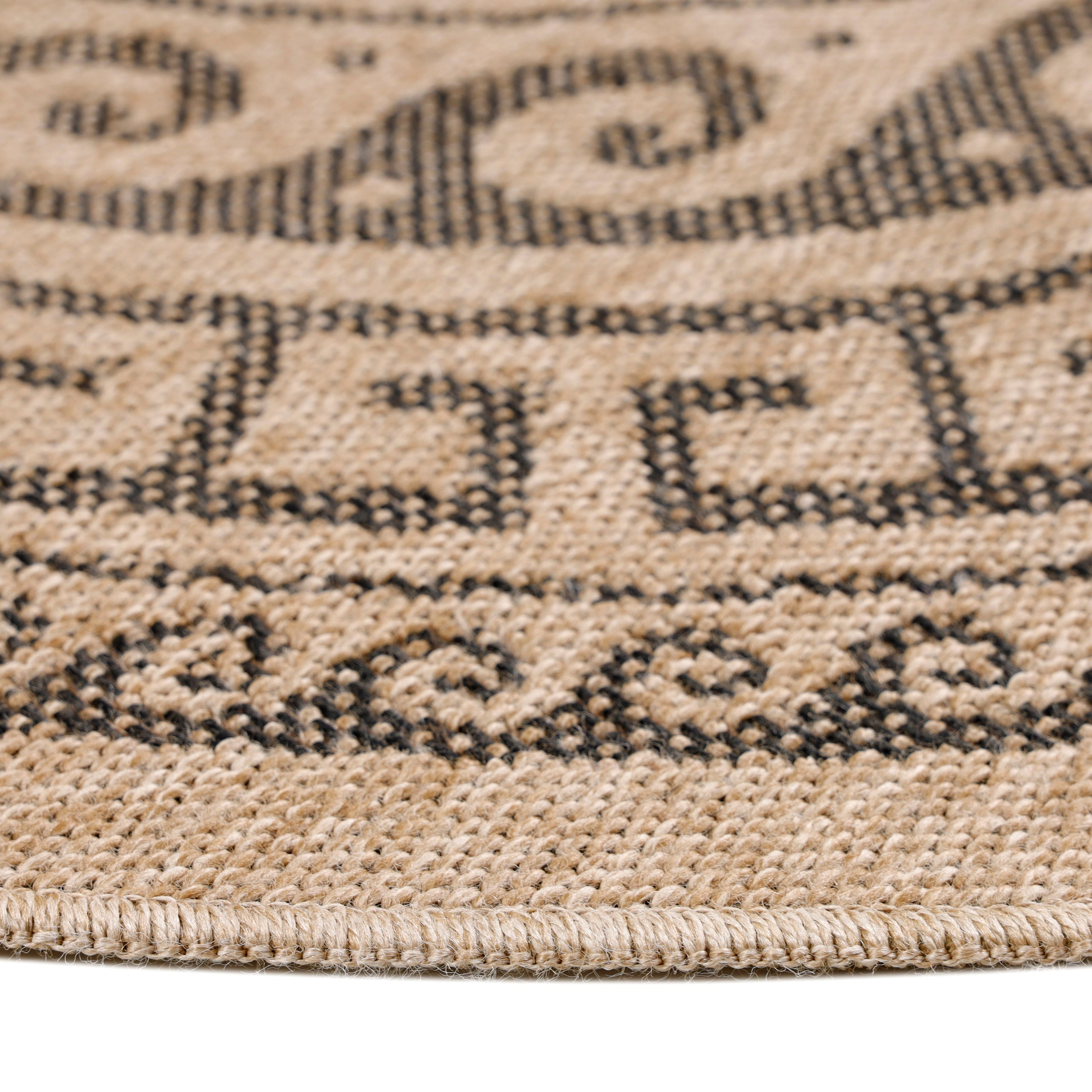 COMILLA - Tapis intérieur/extérieur rond aspect jute noir - COM0887NOI COMILLA