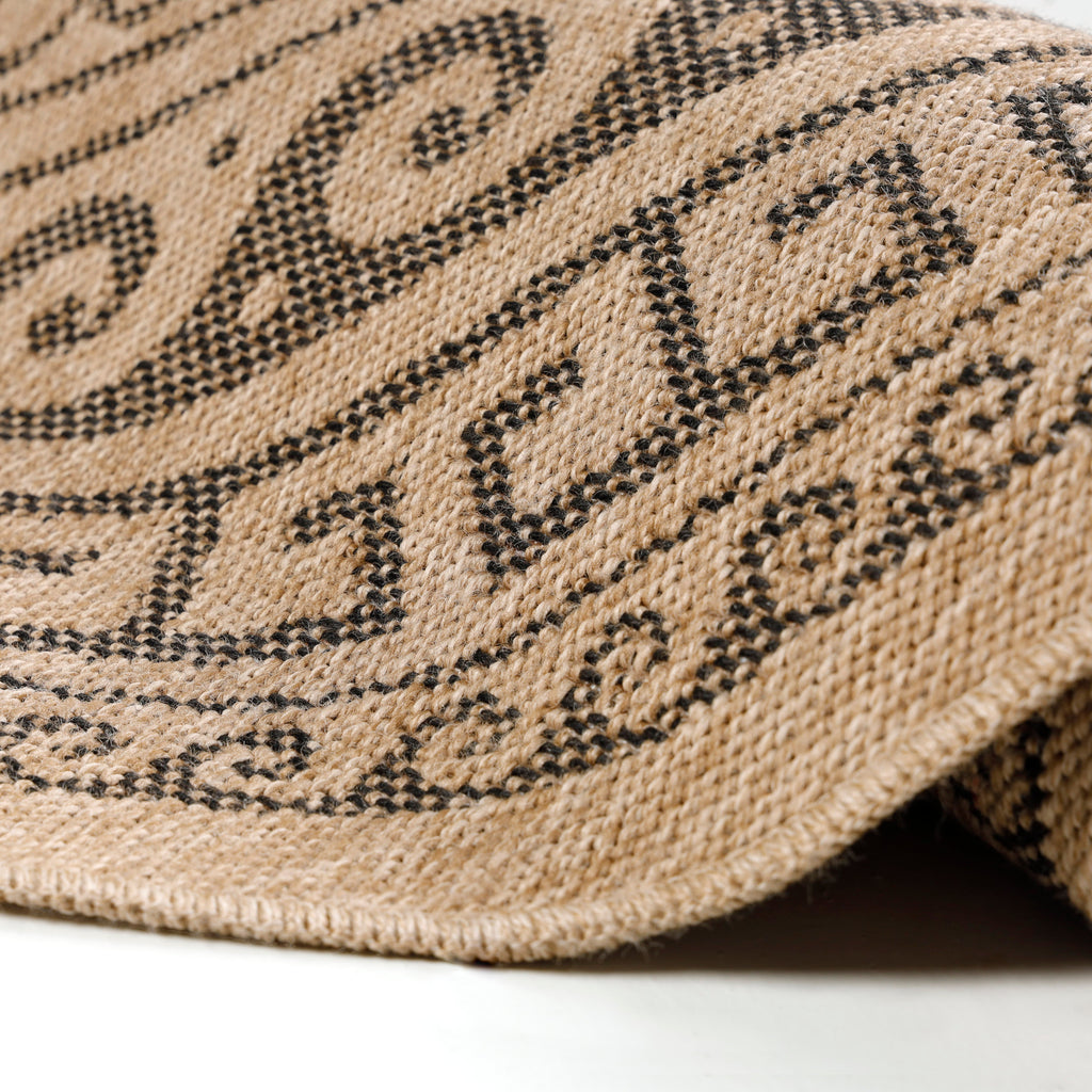 COMILLA - Tapis intérieur/extérieur rond aspect jute noir - COM0887NOI COMILLA