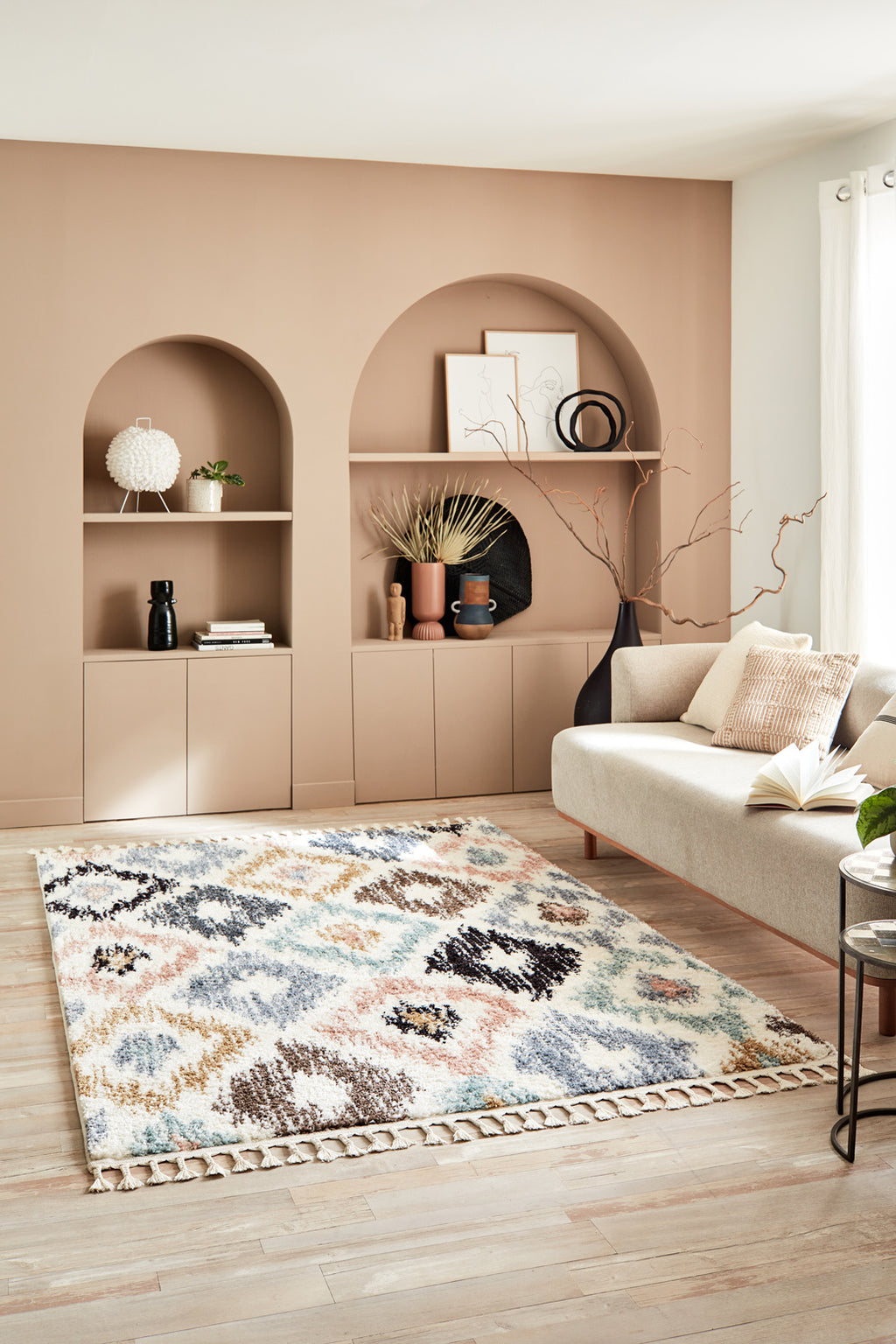 Tapis berbère beige en laine pure fait-main Tapis berbère beige en laine pure fait-main