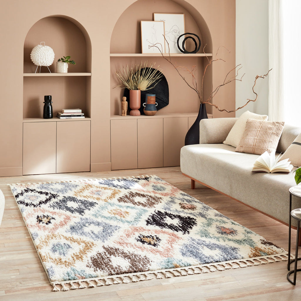 DELYA - Tapis berbère à motifs losanges multicolores – DEL3094MUL DELYA