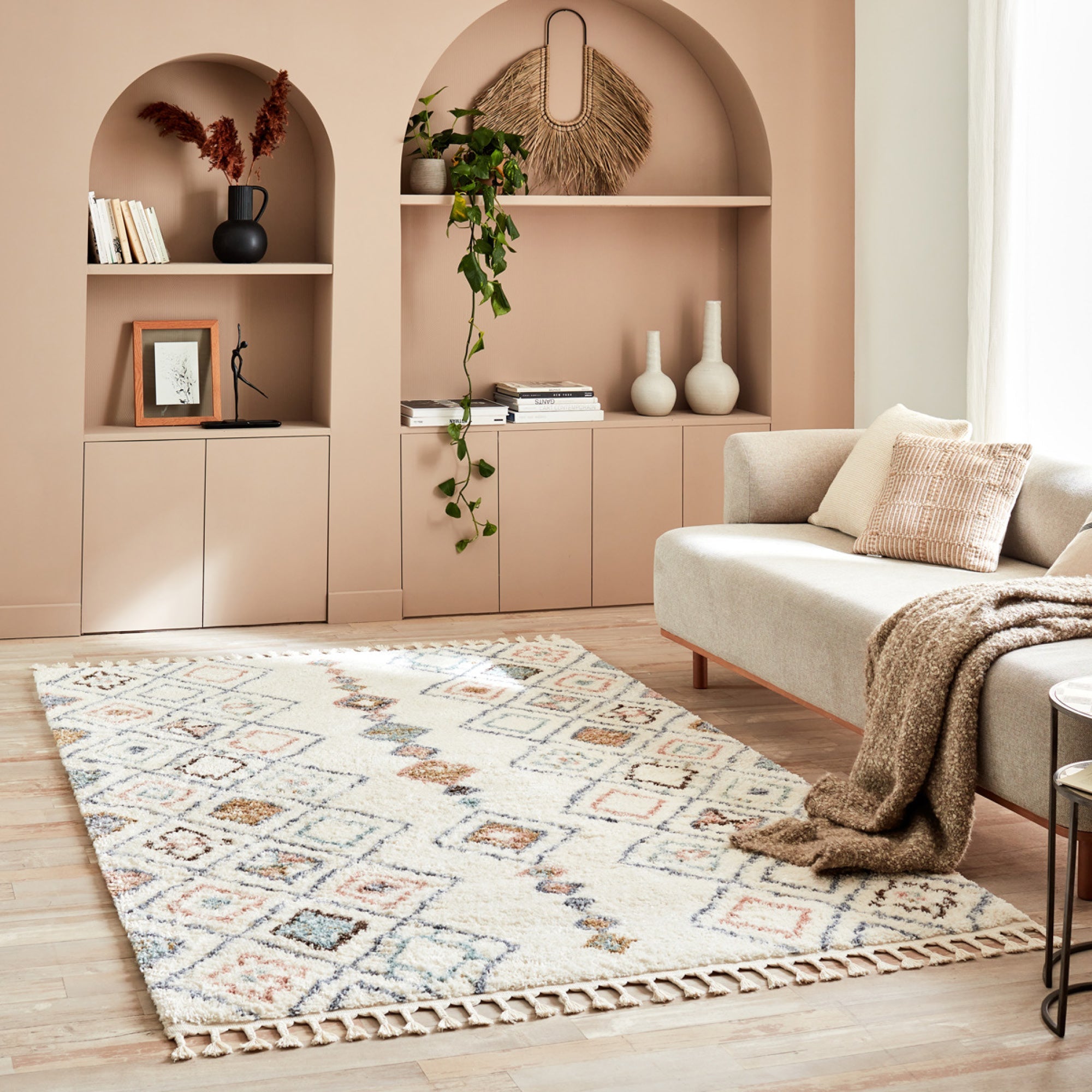 DELYA - Tapis salon ethnique crème - DEL3144CRE DELYA