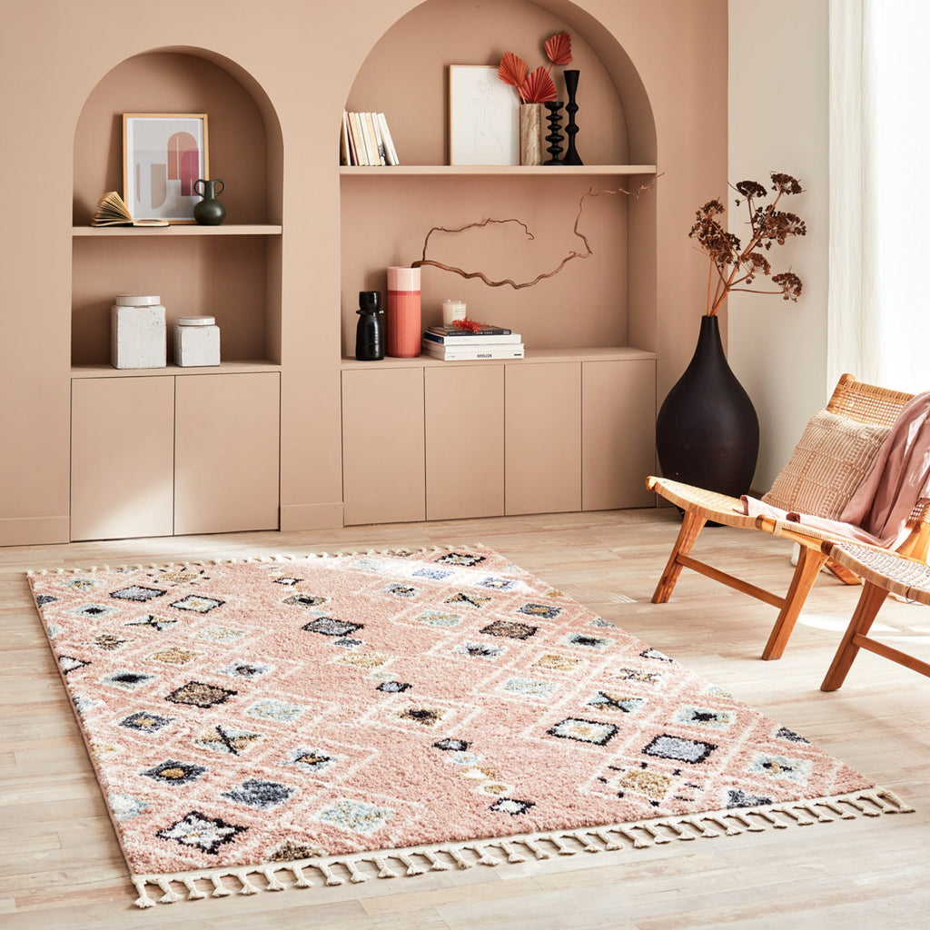 DELYA - Tapis salon ethnique rose - DEL3144ROS DELYA