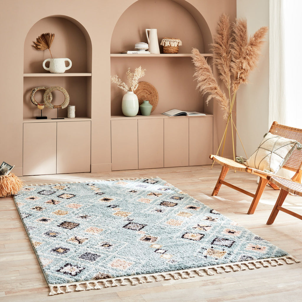 DELYA - Tapis salon ethnique turquoise - DEL3144TUR DELYA