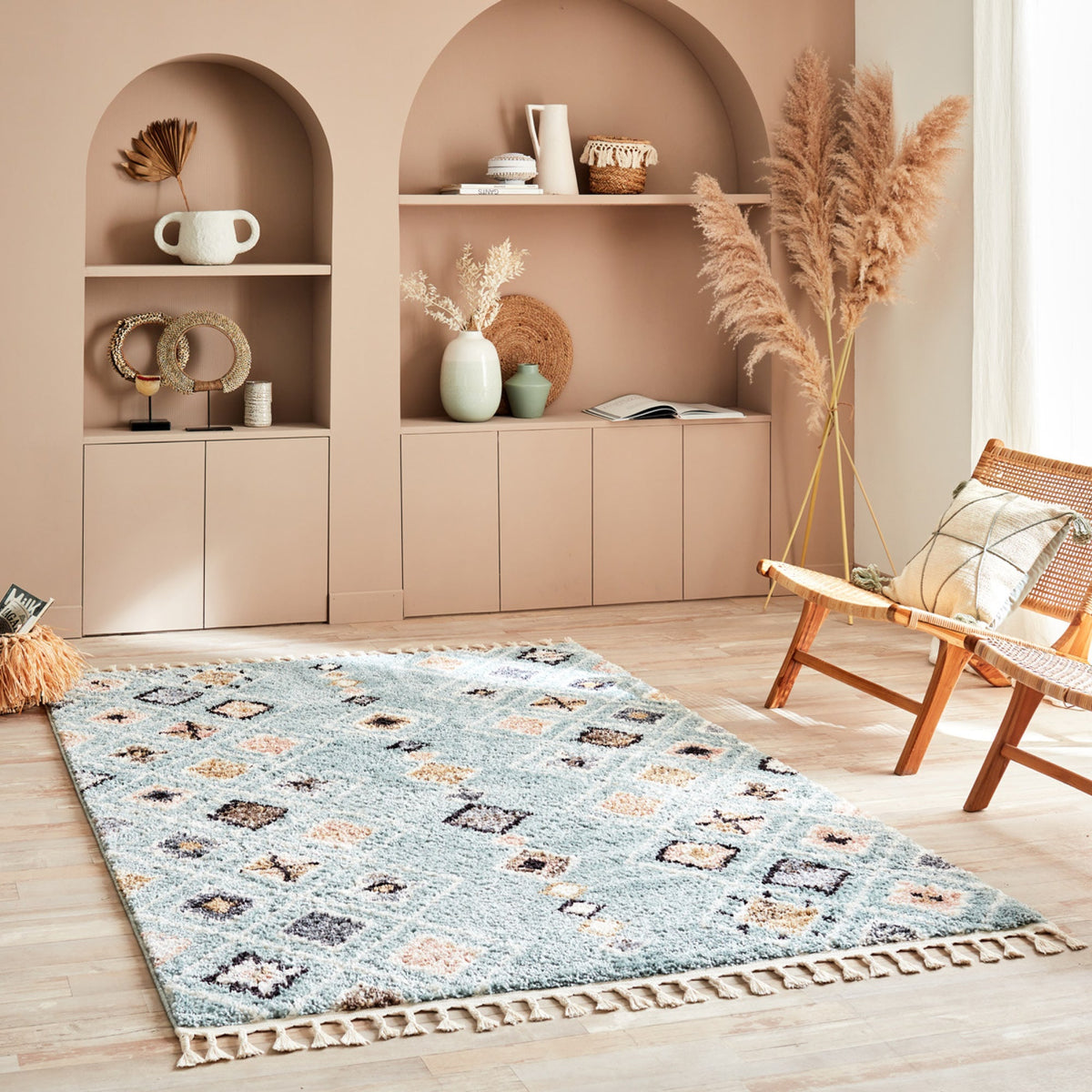 DELYA - Tapis salon ethnique turquoise - DEL3144TUR DELYA
