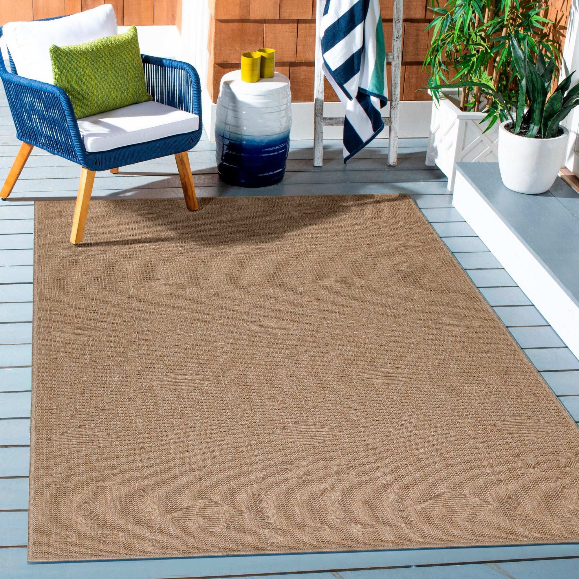 DHAKA - Tapis intérieur/extérieur aspect jute uni beige - DHA8711BEI DHAKA