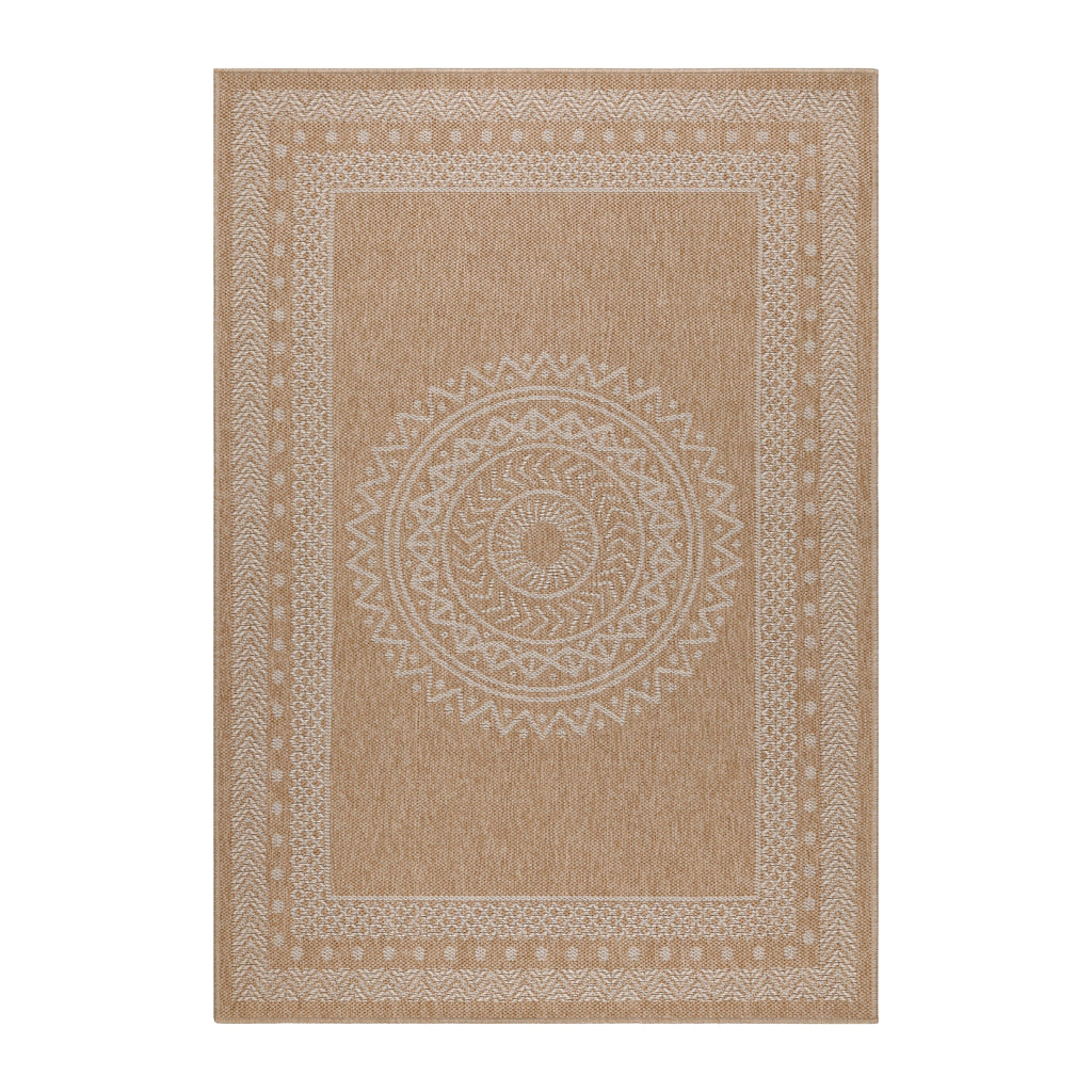 DHAKA - Tapis intérieur/extérieur aspect jute motif mandala beige - DHA8714BEI DHAKA