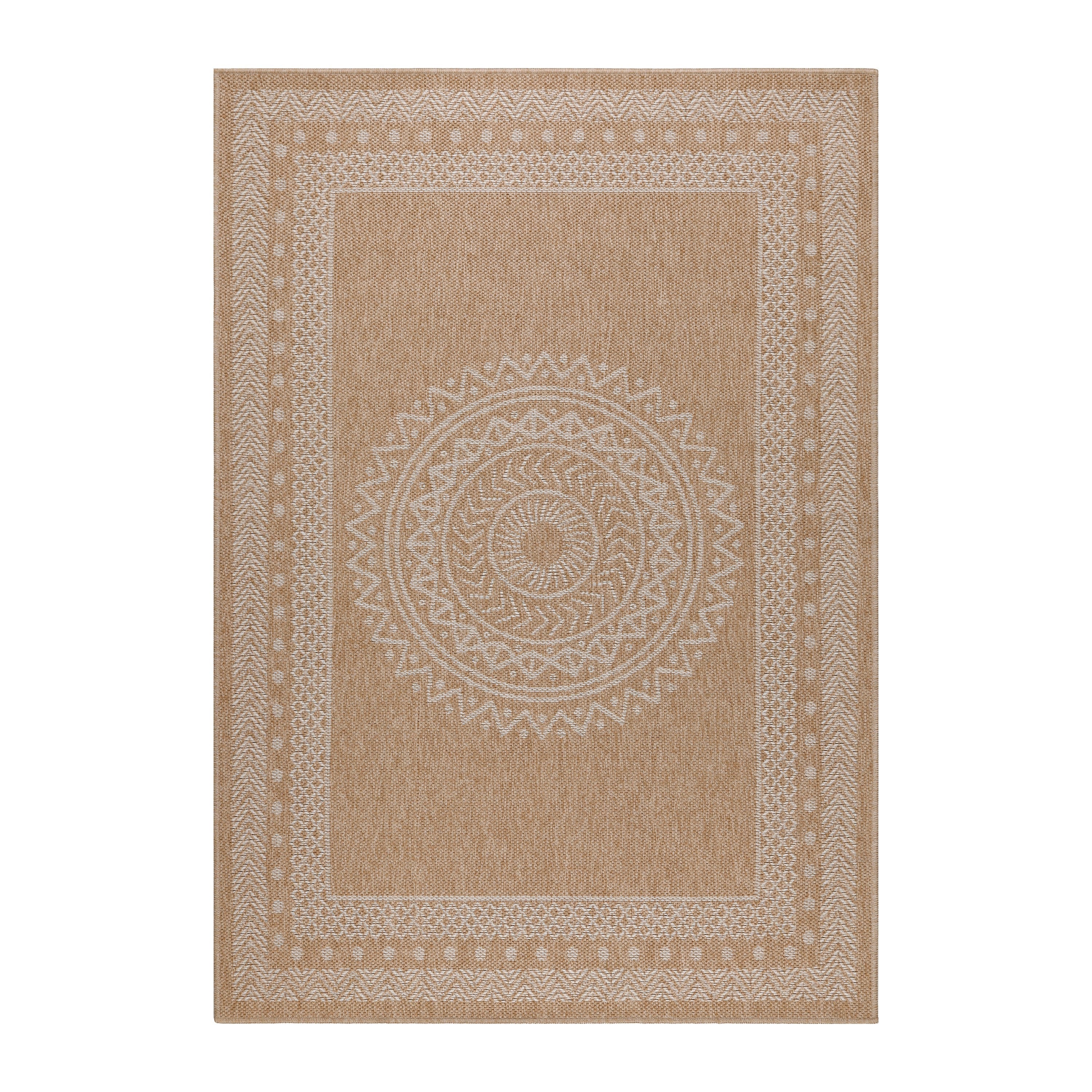 DHAKA - Tapis intérieur/extérieur aspect jute motif mandala beige - DHA8714BEI DHAKA
