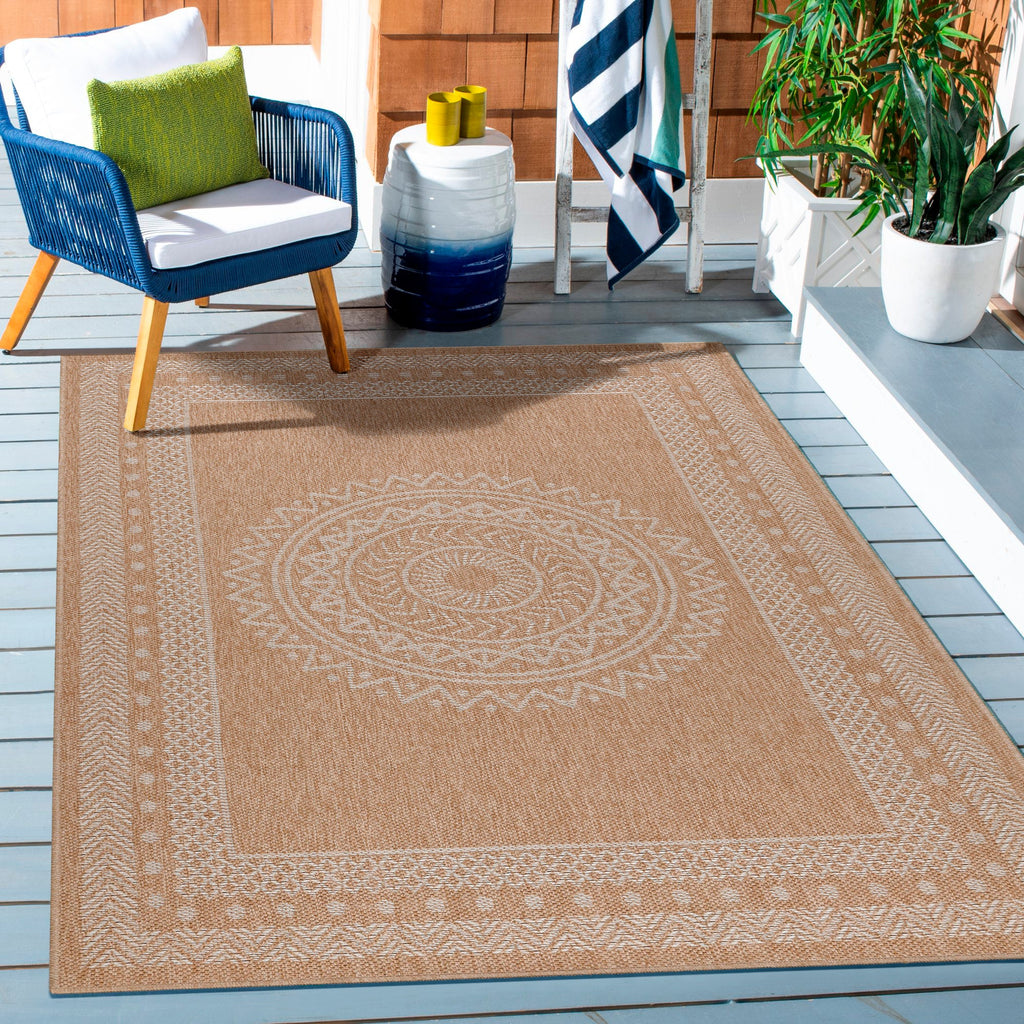 DHAKA - Tapis intérieur/extérieur aspect jute motif mandala beige - DHA8714BEI DHAKA