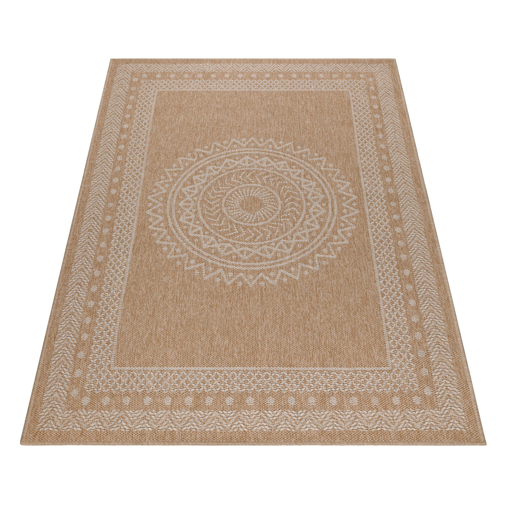 DHAKA - Tapis intérieur/extérieur aspect jute motif mandala beige - DHA8714BEI DHAKA