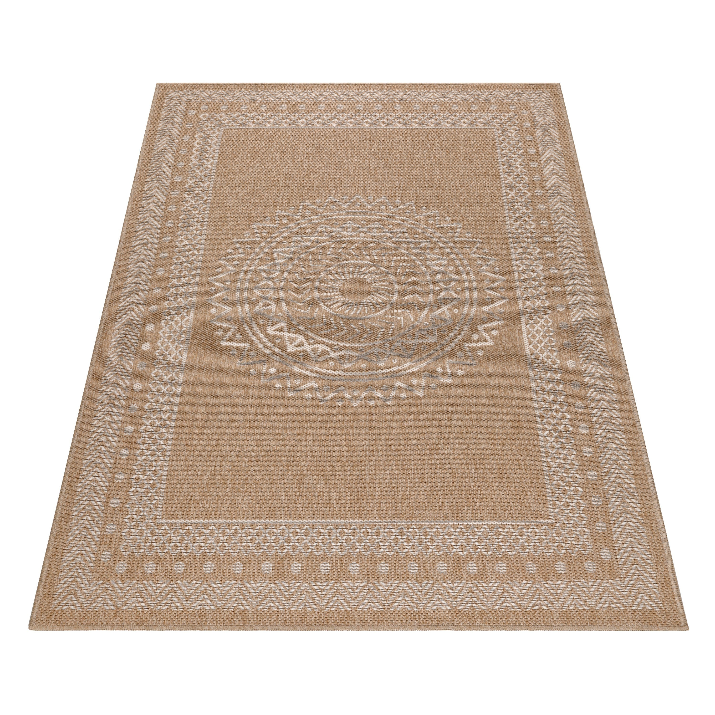 DHAKA - Tapis intérieur/extérieur aspect jute motif mandala beige - DHA8714BEI DHAKA