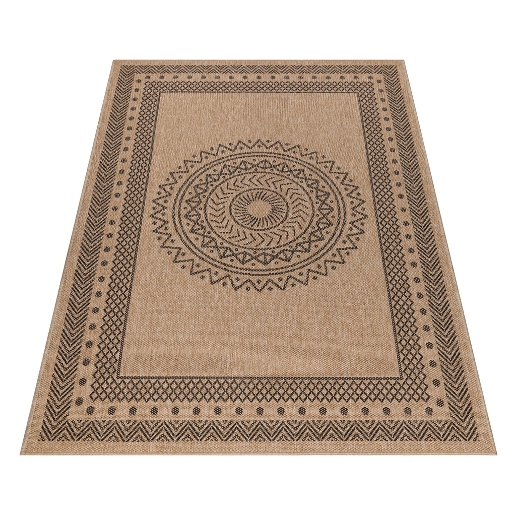 DHAKA - Tapis intérieur/extérieur aspect jute motif mandala noir - DHA8714NOI DHAKA