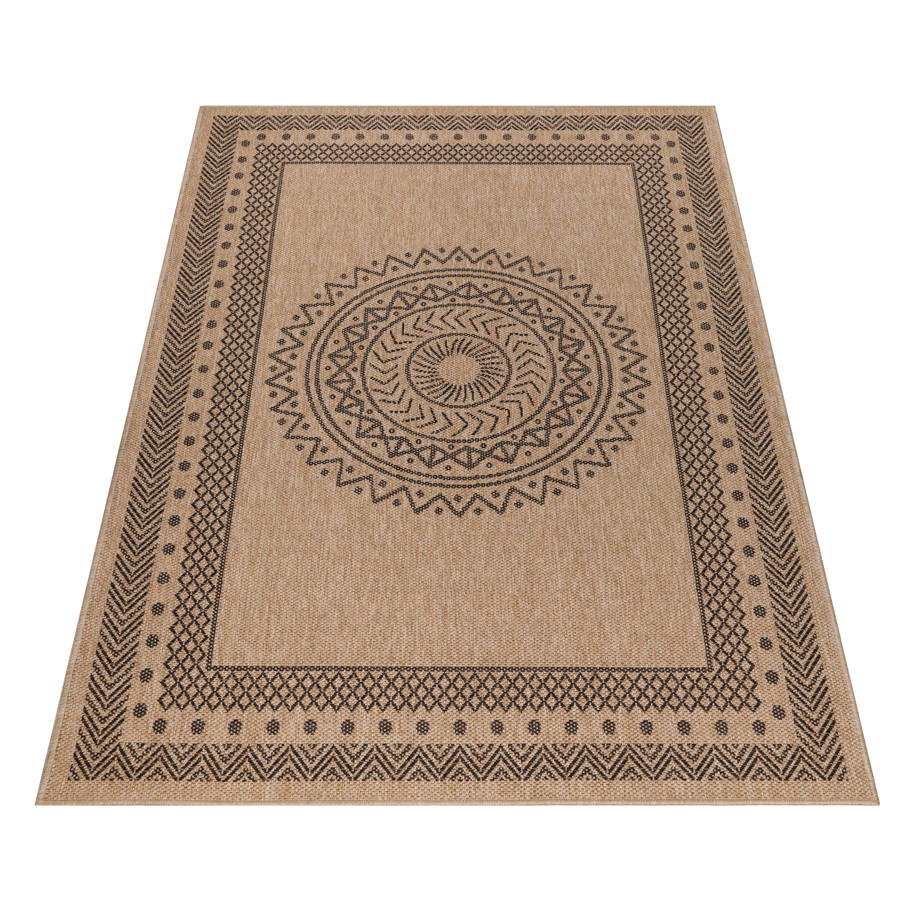 DHAKA - Tapis intérieur/extérieur aspect jute motif mandala noir - DHA8714NOI DHAKA