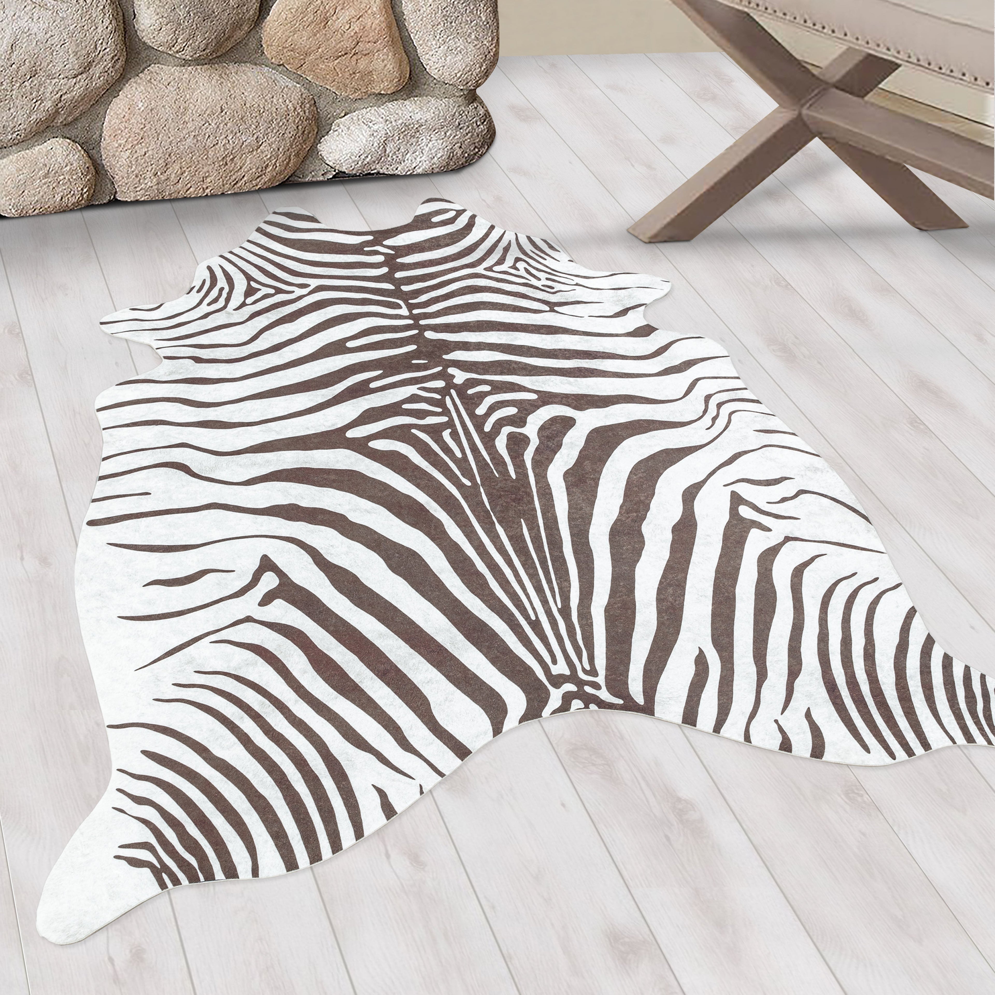 ETOSHA - Tapis imitation peau zèbre marron - ETO4111MAR ETOSHA