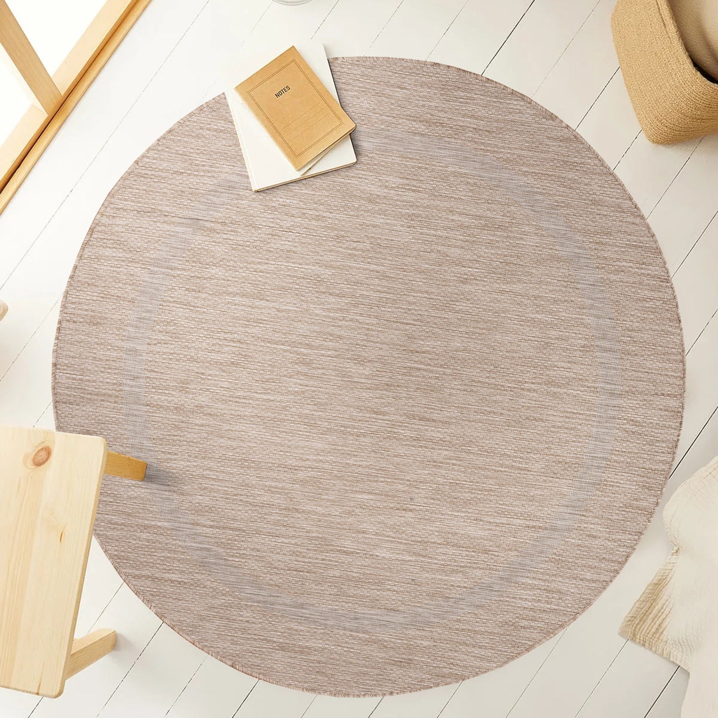FARO - Tapis intérieur extérieur rond à motif - FAR4311BEI