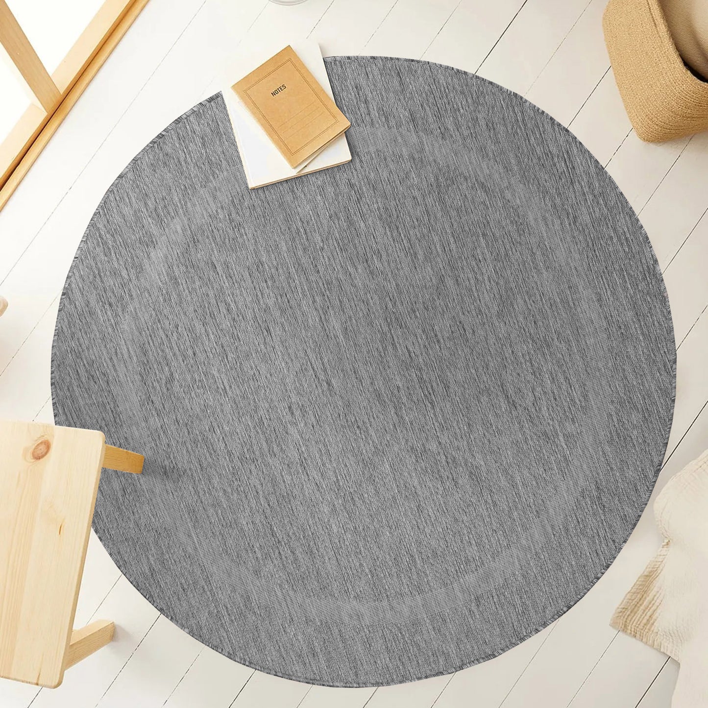 FARO - Tapis intérieur extérieur rond à motif - FAR4311GRI