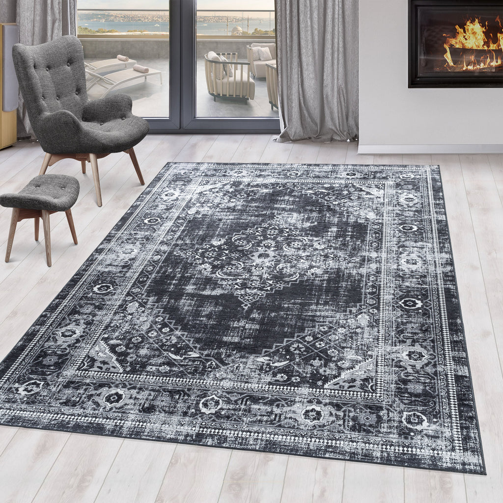 FIESTA - Tapis oriental effet vieilli noir - FIE4301NOI FIESTA
