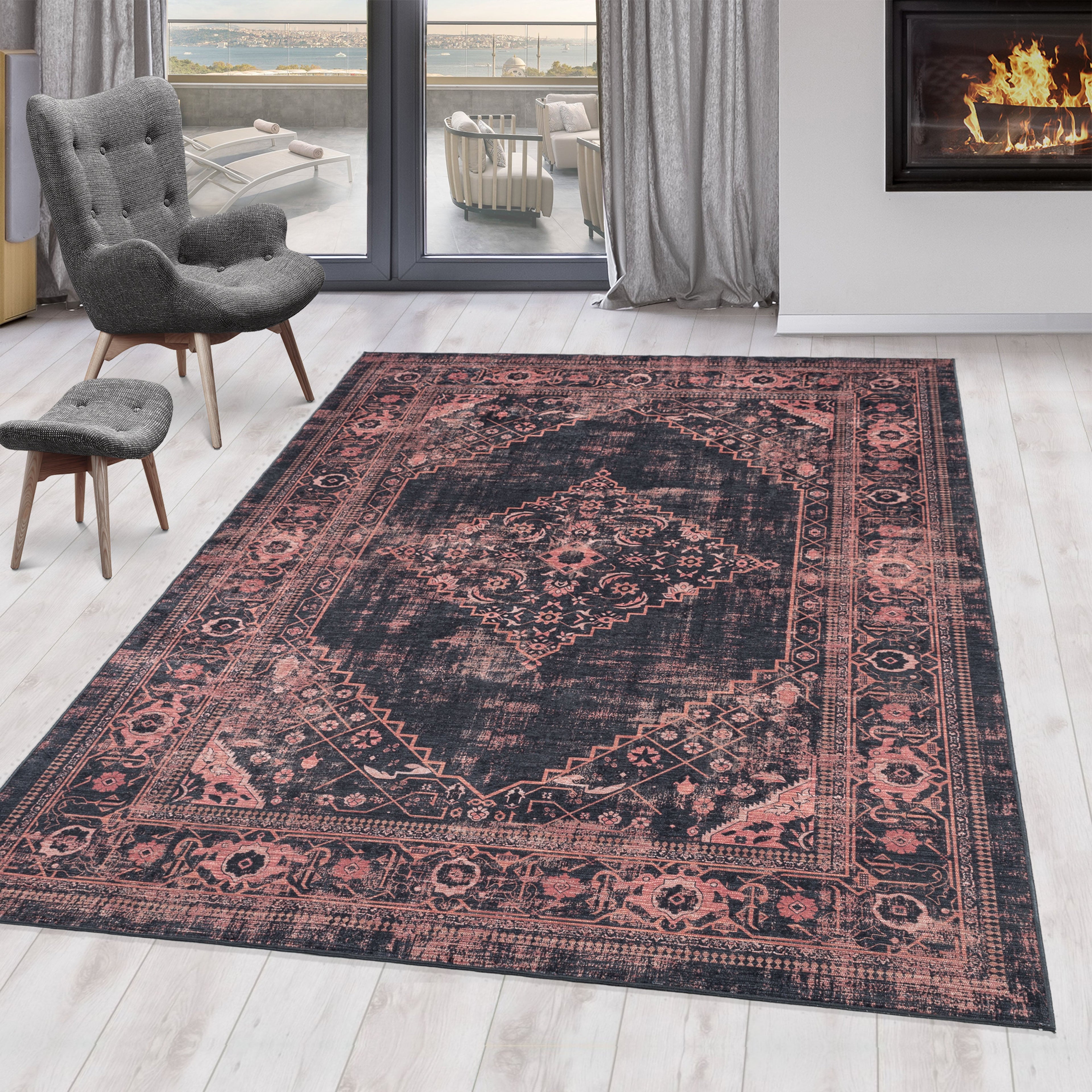 FIESTA - Tapis oriental effet vieilli rouge - FIE4301ROU FIESTA