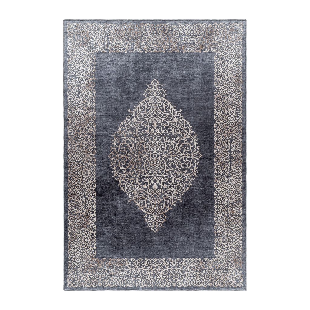 FIESTA - Tapis baroque médaillon noir - FIE4303NOI FIESTA