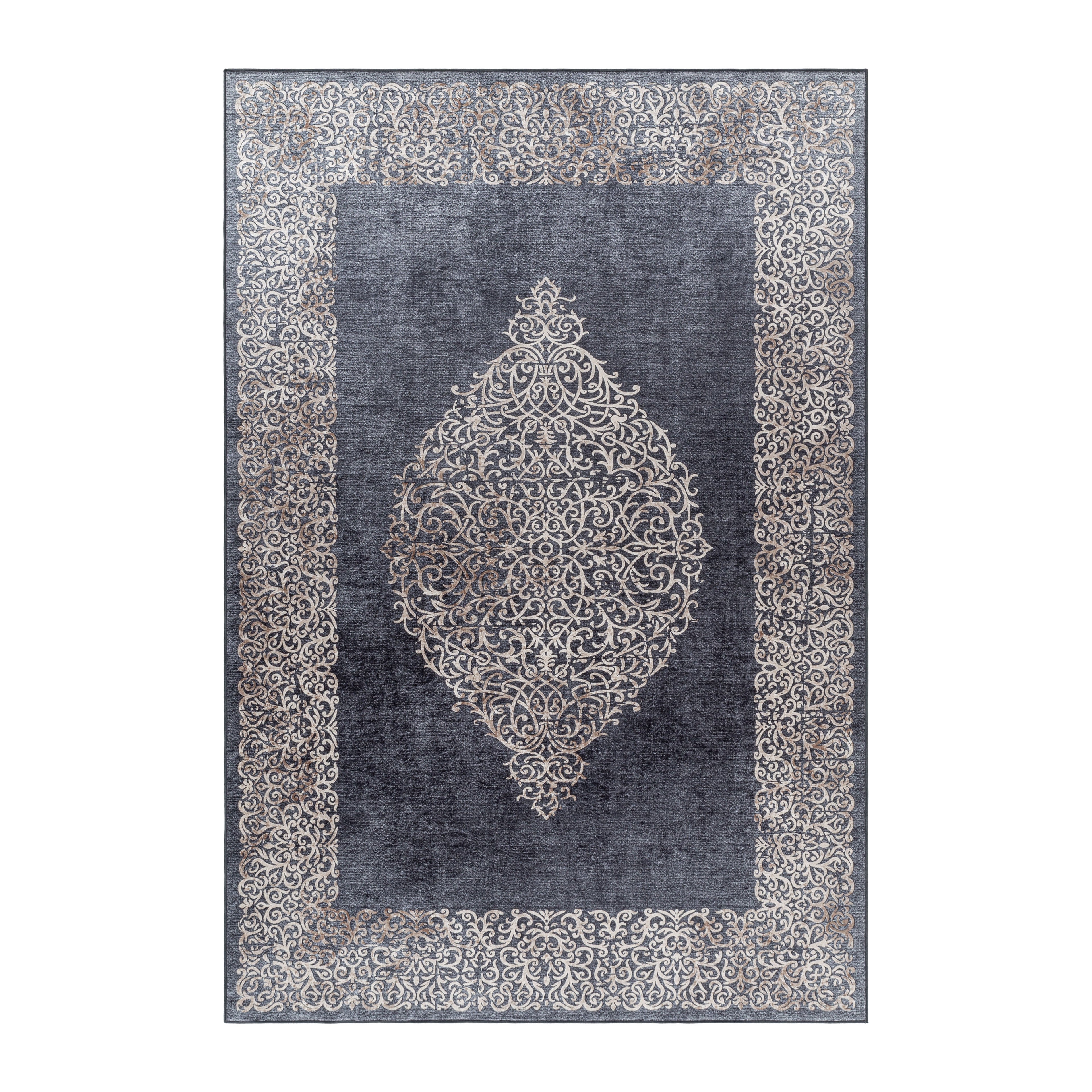 FIESTA - Tapis baroque médaillon noir - FIE4303NOI FIESTA