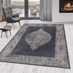 FIESTA - Tapis baroque médaillon noir - FIE4303NOI FIESTA