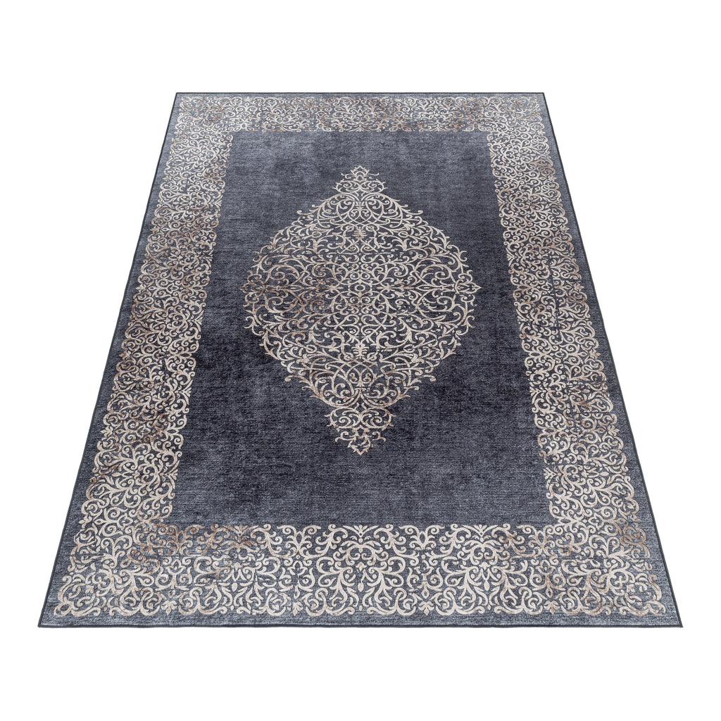 FIESTA - Tapis baroque médaillon noir - FIE4303NOI FIESTA