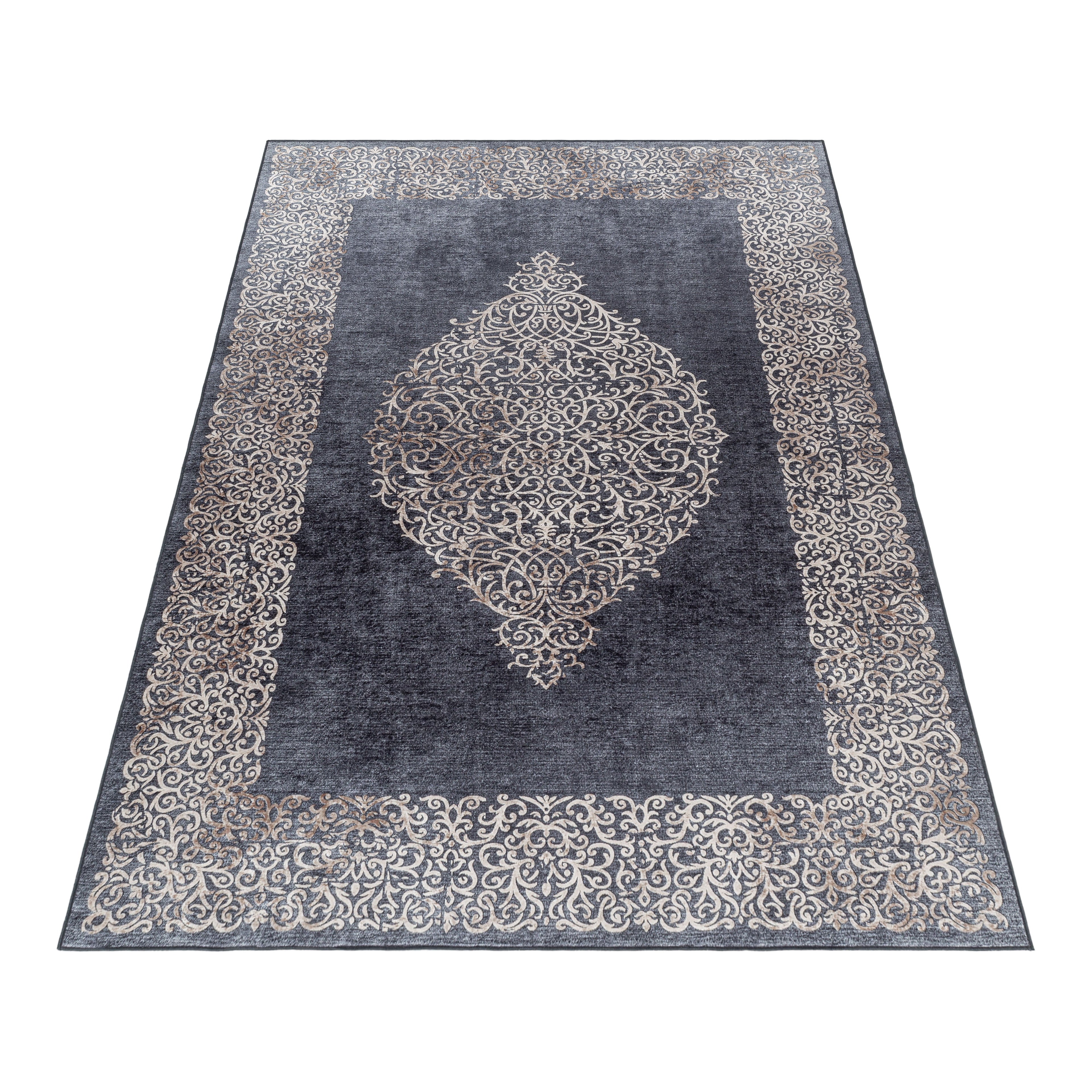 FIESTA - Tapis baroque médaillon noir - FIE4303NOI FIESTA