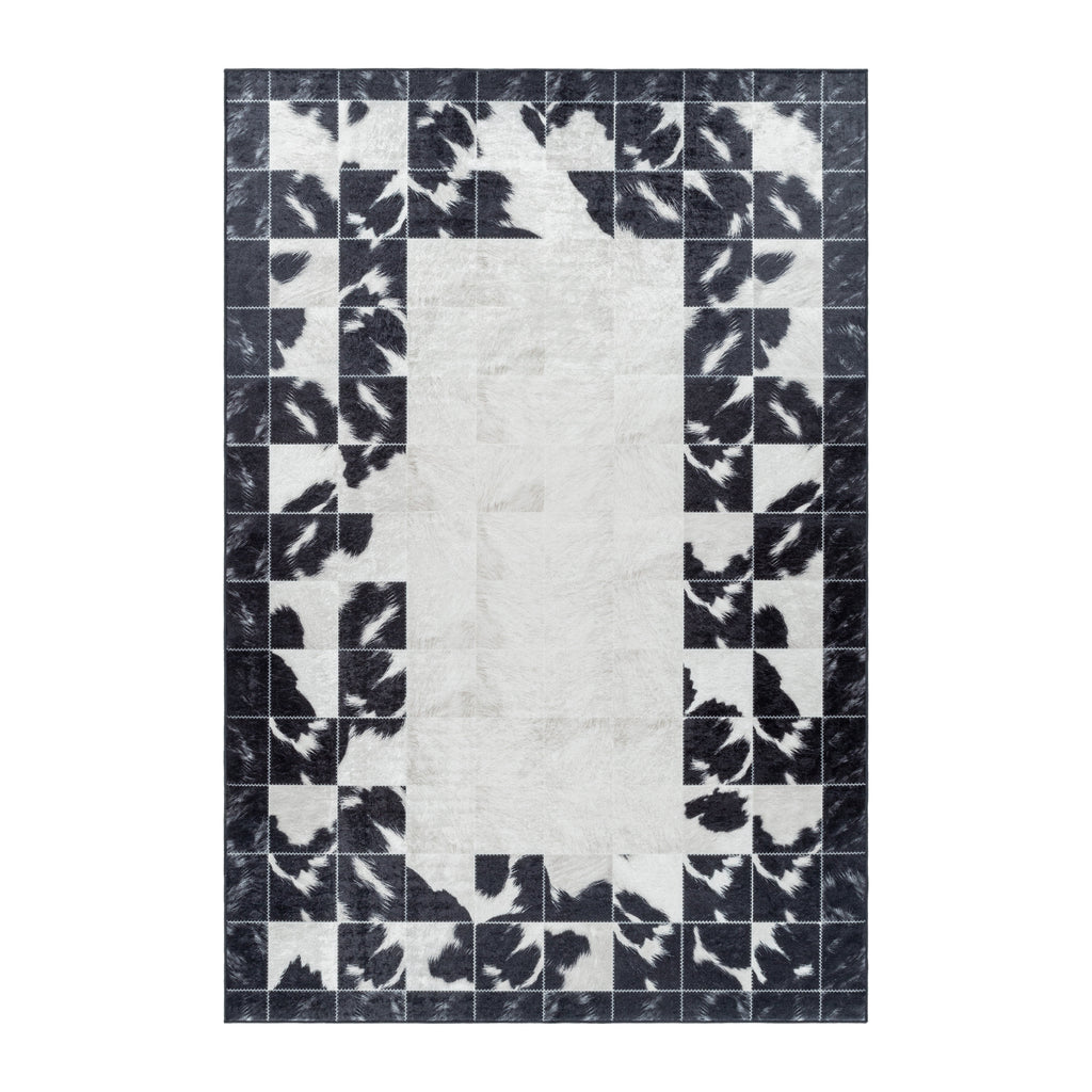 FIESTA - Tapis patchwork imitation peau noir et blanc - FIE4307NOI FIESTA