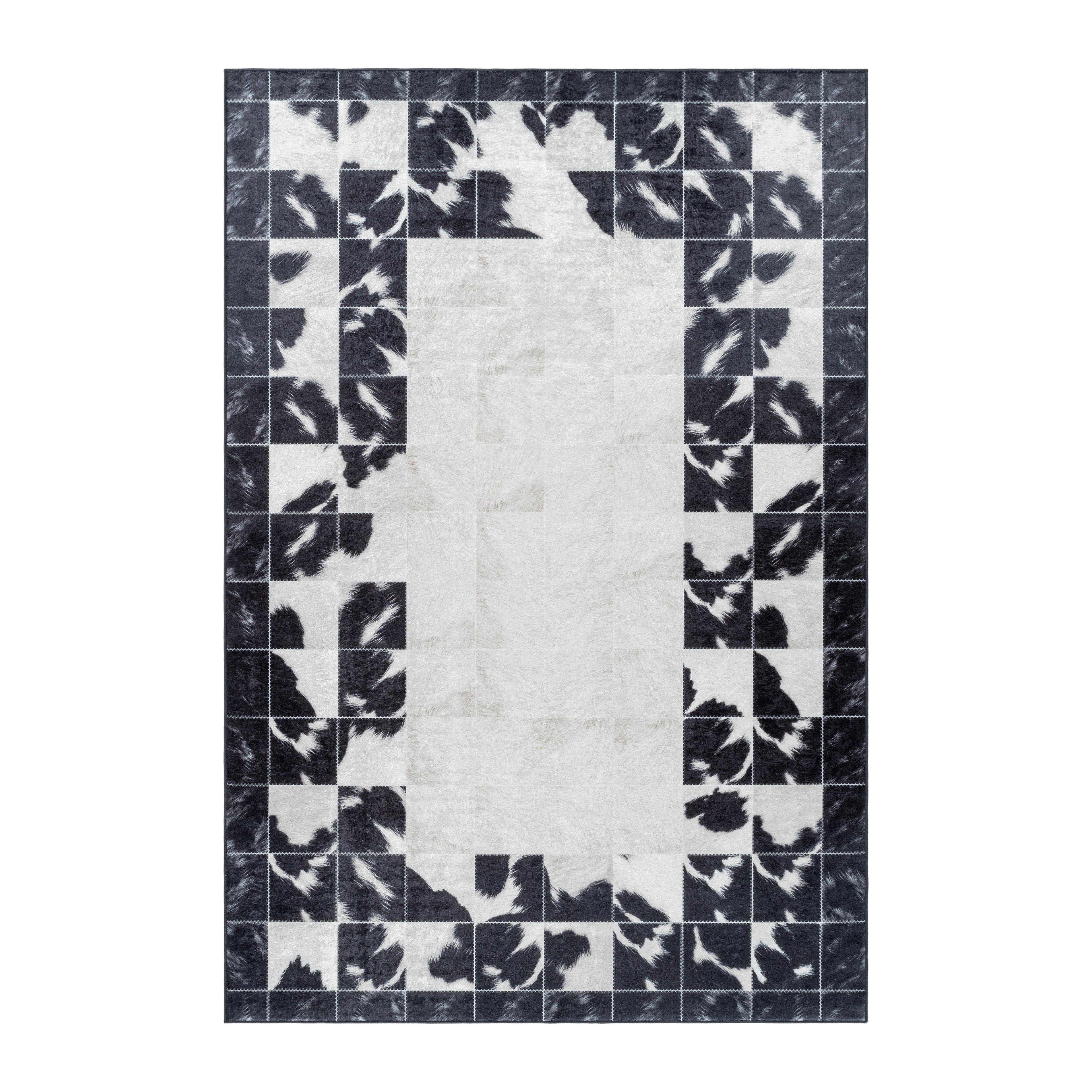 FIESTA - Tapis patchwork imitation peau noir et blanc - FIE4307NOI FIESTA