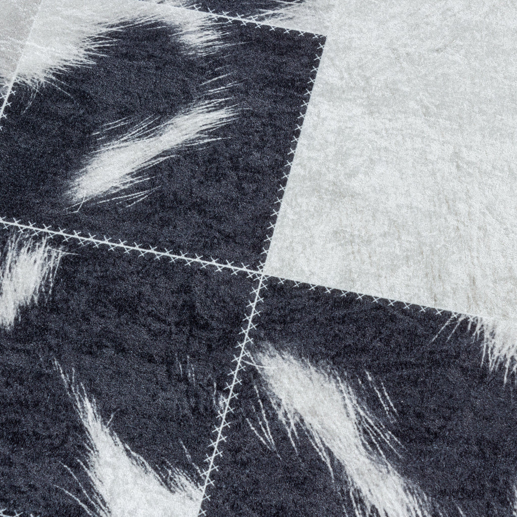 FIESTA - Tapis patchwork imitation peau noir et blanc - FIE4307NOI FIESTA