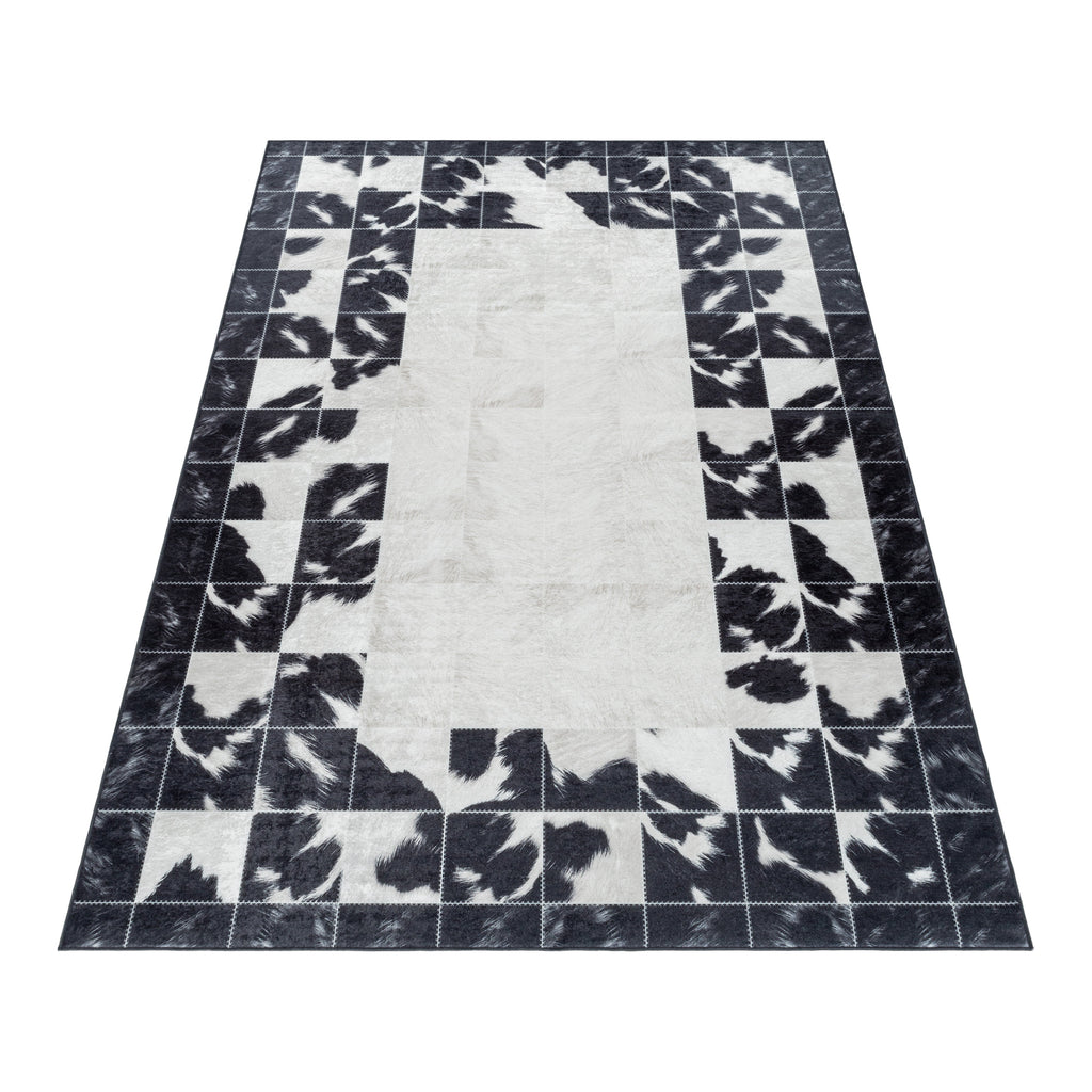 FIESTA - Tapis patchwork imitation peau noir et blanc - FIE4307NOI FIESTA