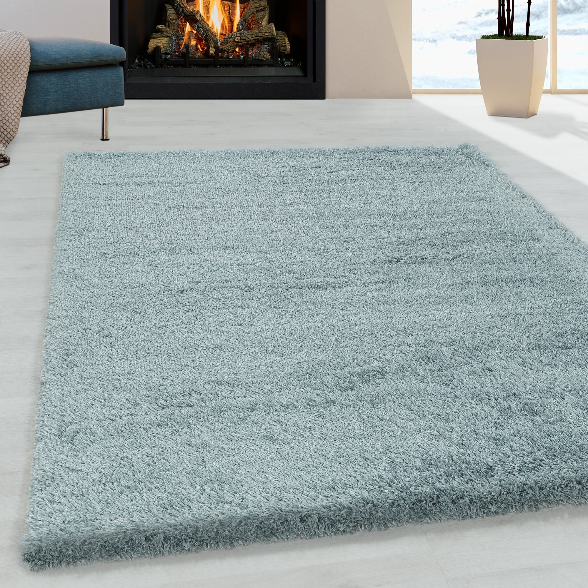 FLUFFY - Tapis Shaggy Uni à Poils Longs - FLU3500BLE