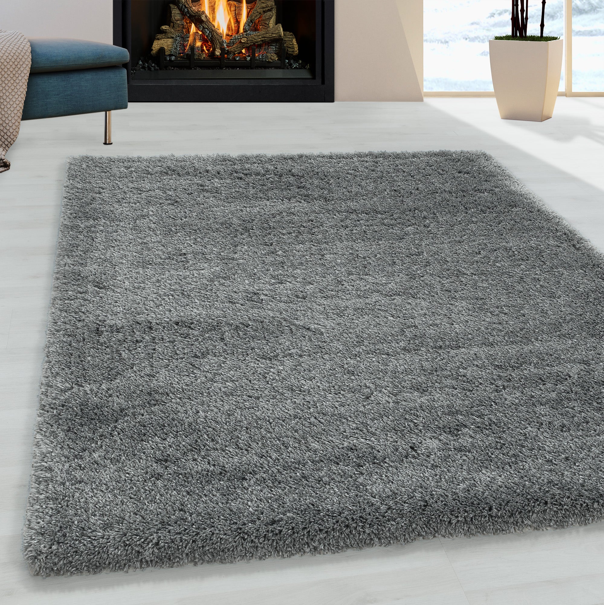 FLUFFY - Tapis Shaggy Uni à Poils Longs - FLU3500GRC
