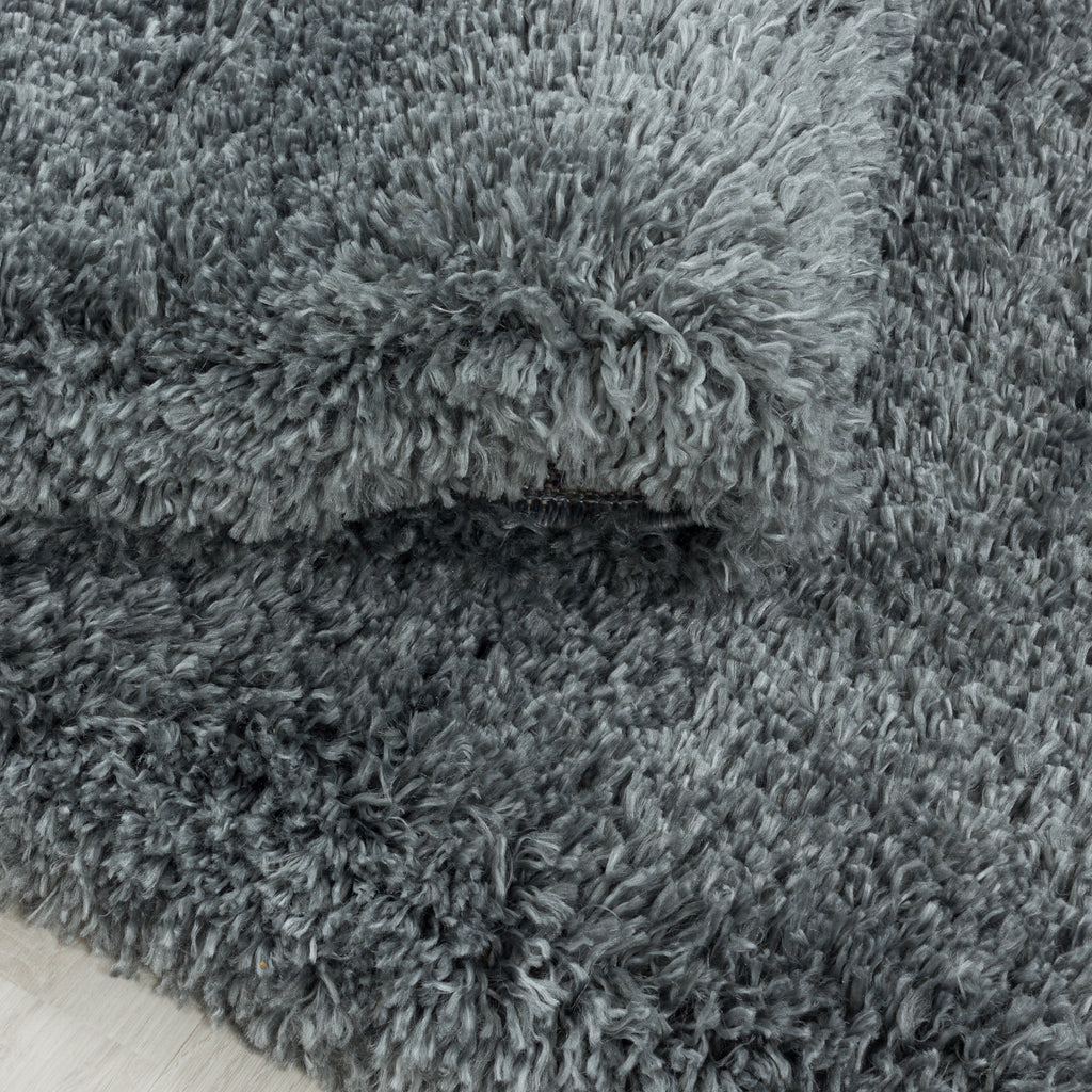 FLUFFY - Tapis Shaggy Rond Uni à Poils Longs - FLU3500GRC