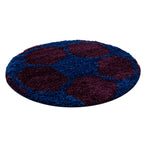 FUN - Tapis enfant shaggy rond à poils long motif ballon de foot bleu - FUN6001BLE FUN