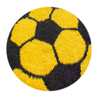 FUN - Tapis enfant shaggy rond à poils long motif ballon de foot jaune - FUN6001JAU FUN