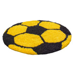 FUN - Tapis enfant shaggy rond à poils long motif ballon de foot jaune - FUN6001JAU FUN