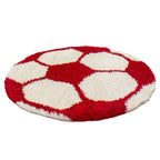 FUN - Tapis enfant shaggy rond à poils long motif ballon de foot rouge - FUN6001ROU FUN