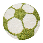 FUN - Tapis enfant shaggy rond à poils long motif ballon de foot vert - FUN6001VER FUN