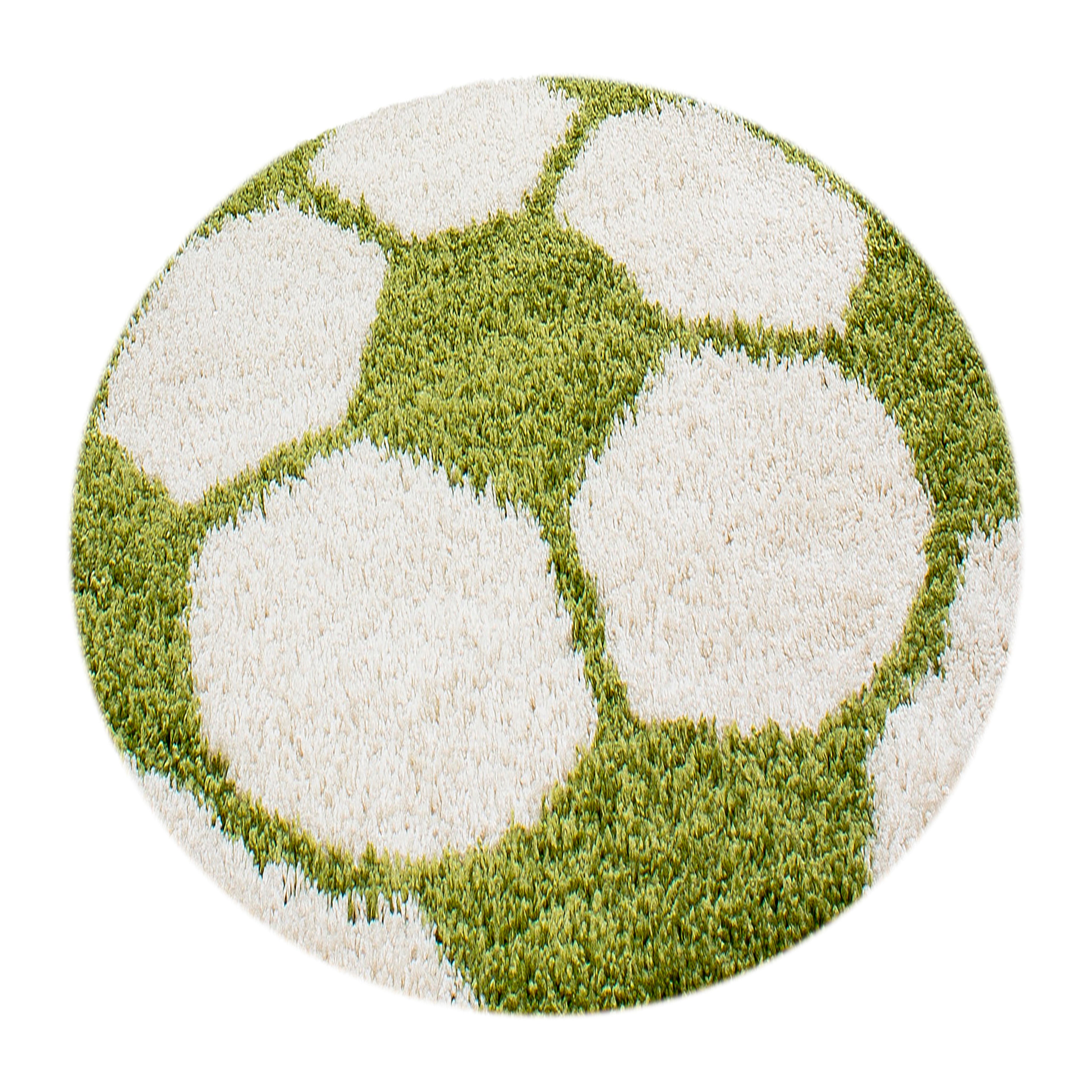 FUN - Tapis enfant shaggy rond à poils long motif ballon de foot vert - FUN6001VER FUN