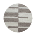 GALA - Tapis shaggy rond à poils longs motif géométrique beige - GAL2505BEI GALA