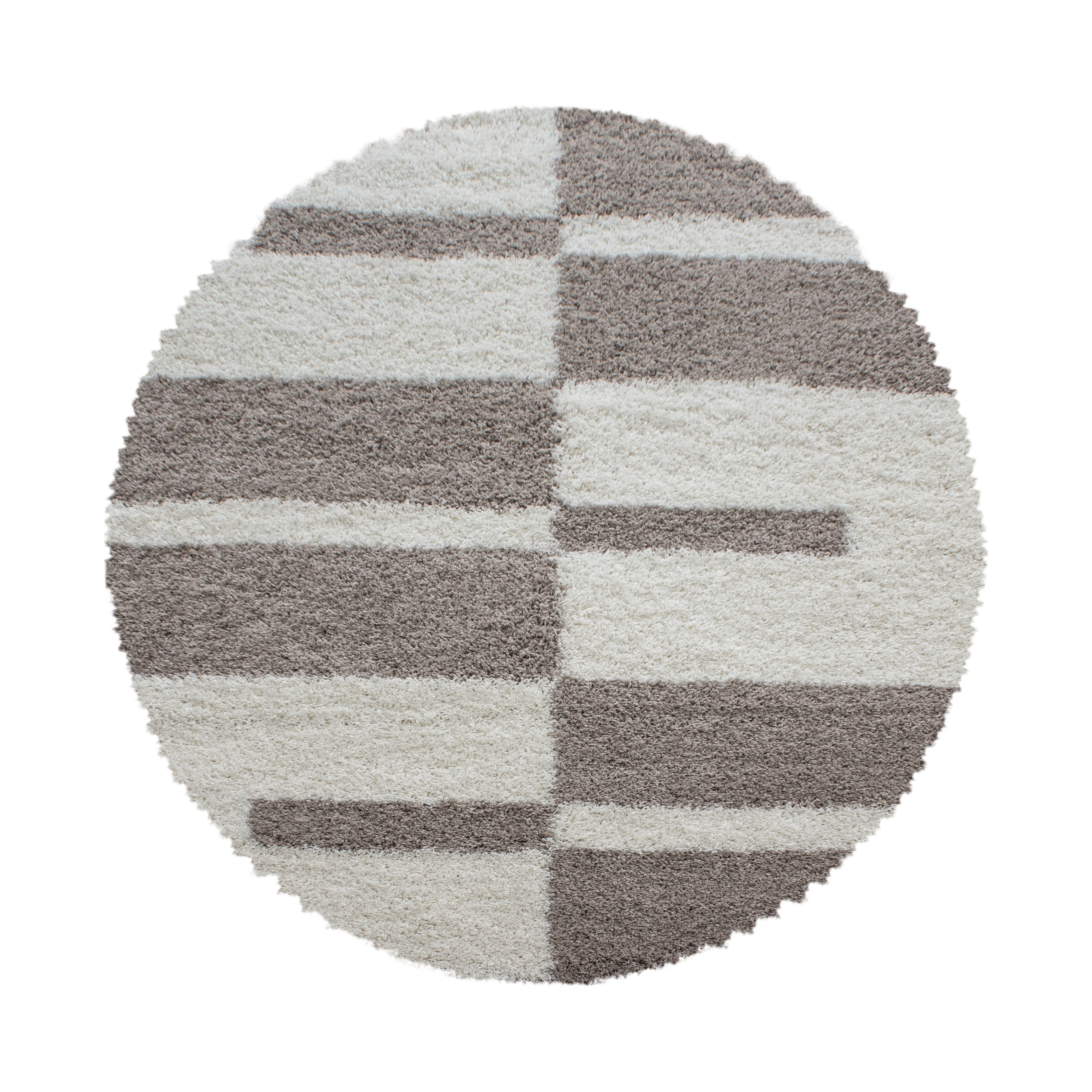 GALA - Tapis shaggy rond à poils longs motif géométrique beige - GAL2505BEI GALA