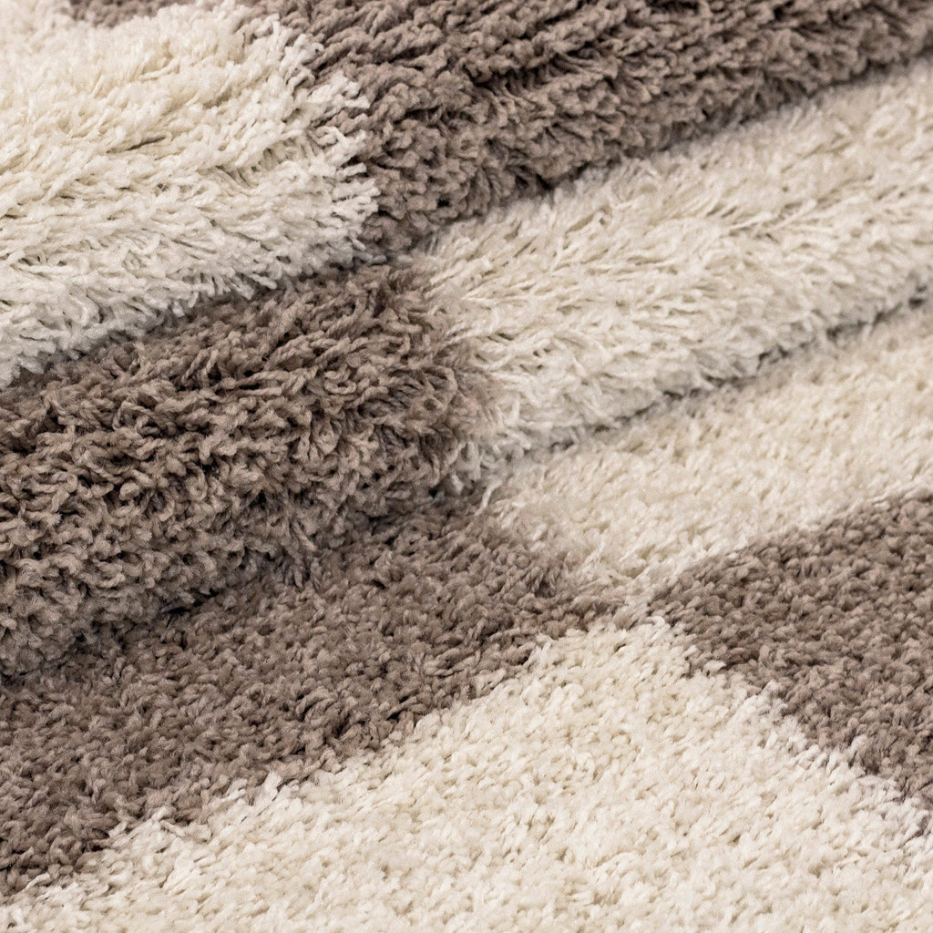 GALA - Tapis shaggy rond à poils longs motif géométrique beige - GAL2505BEI GALA
