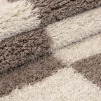 GALA - Tapis shaggy rond à poils longs motif géométrique beige - GAL2505BEI GALA