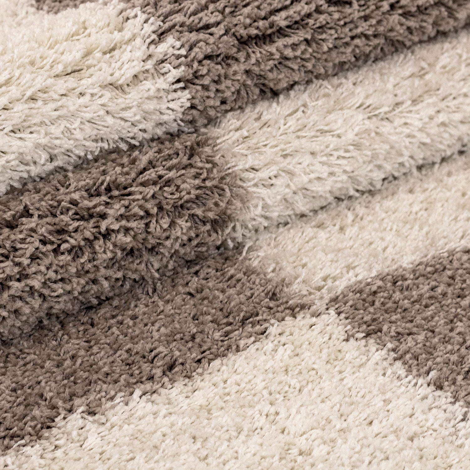 GALA - Tapis shaggy rond à poils longs motif géométrique beige - GAL2505BEI GALA