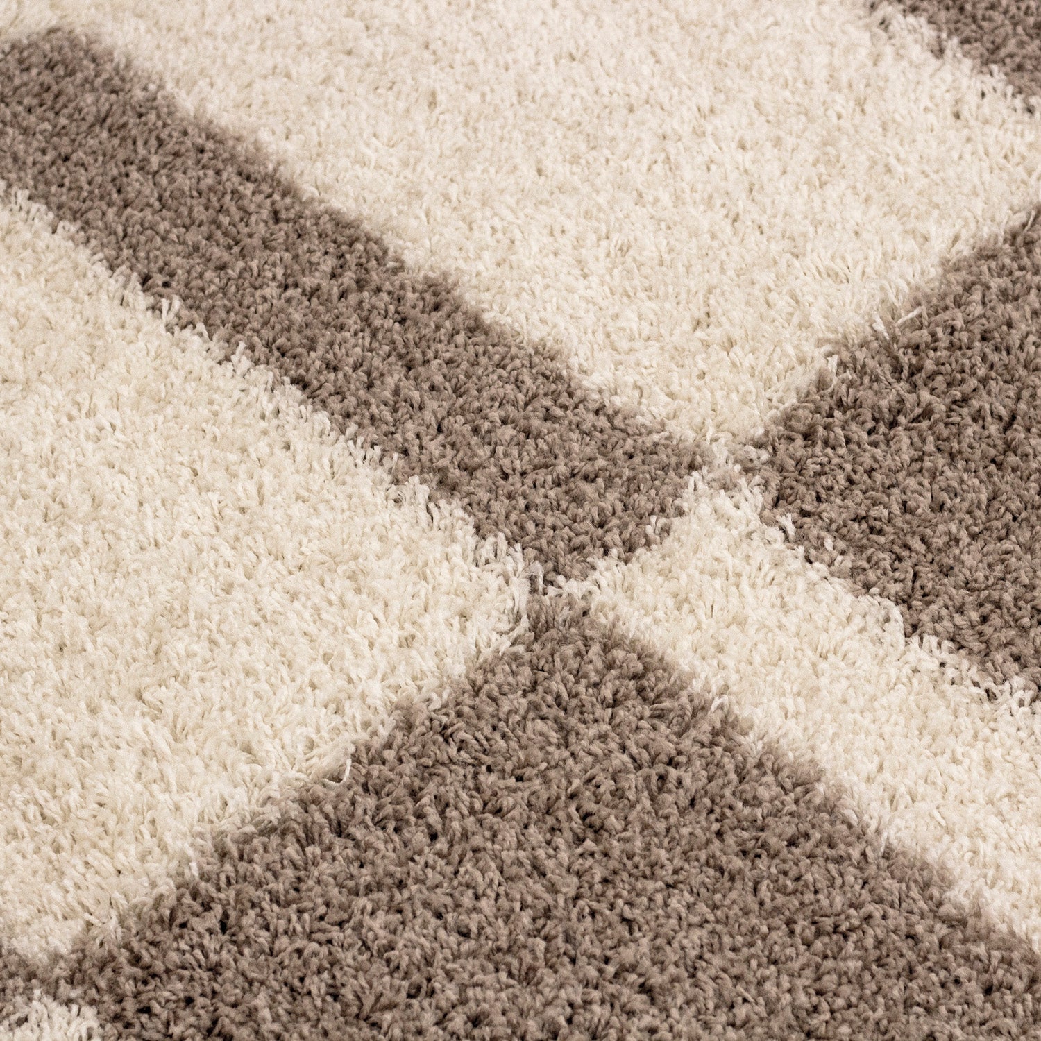 GALA - Tapis shaggy rond à poils longs motif géométrique beige - GAL2505BEI GALA