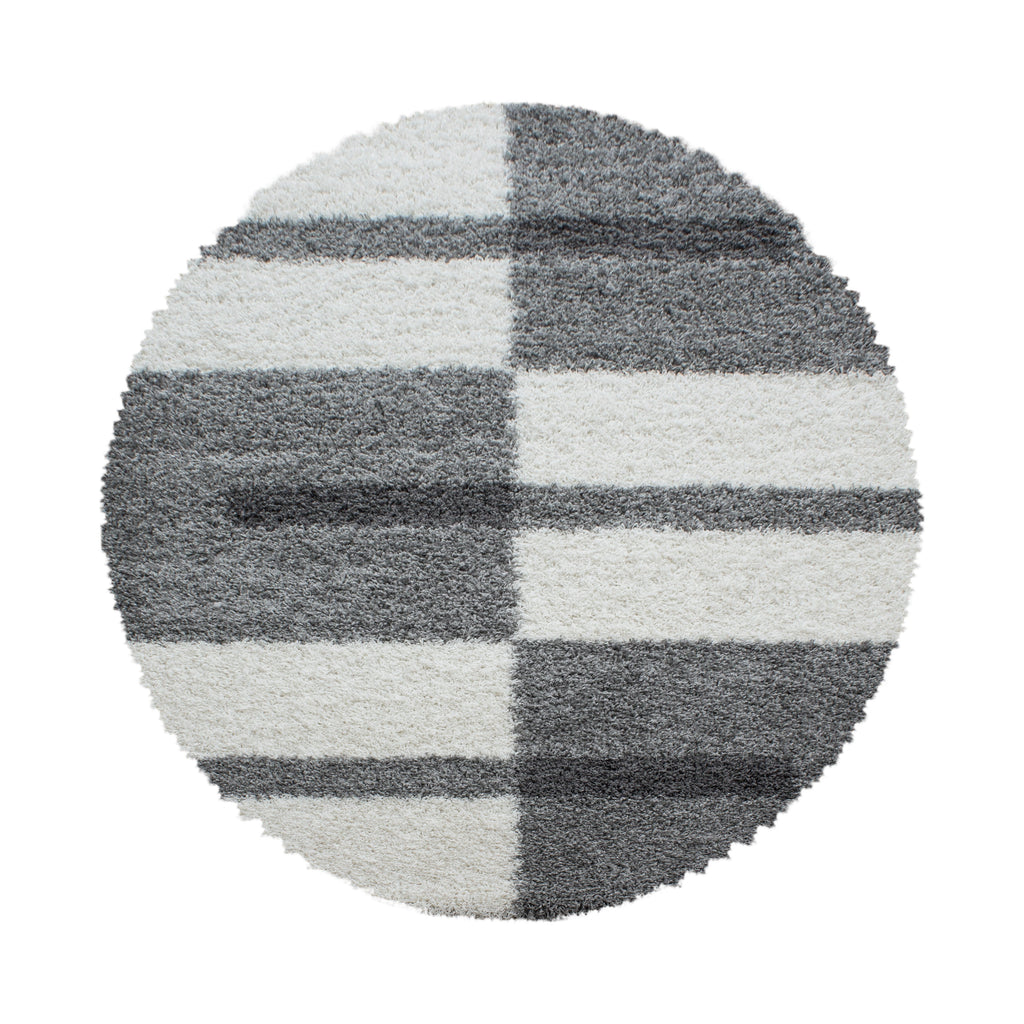 GALA - Tapis shaggy rond à poils longs motif géométrique gris clair - GAL2505GRC GALA