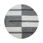 GALA - Tapis shaggy rond à poils longs motif géométrique gris clair - GAL2505GRC GALA