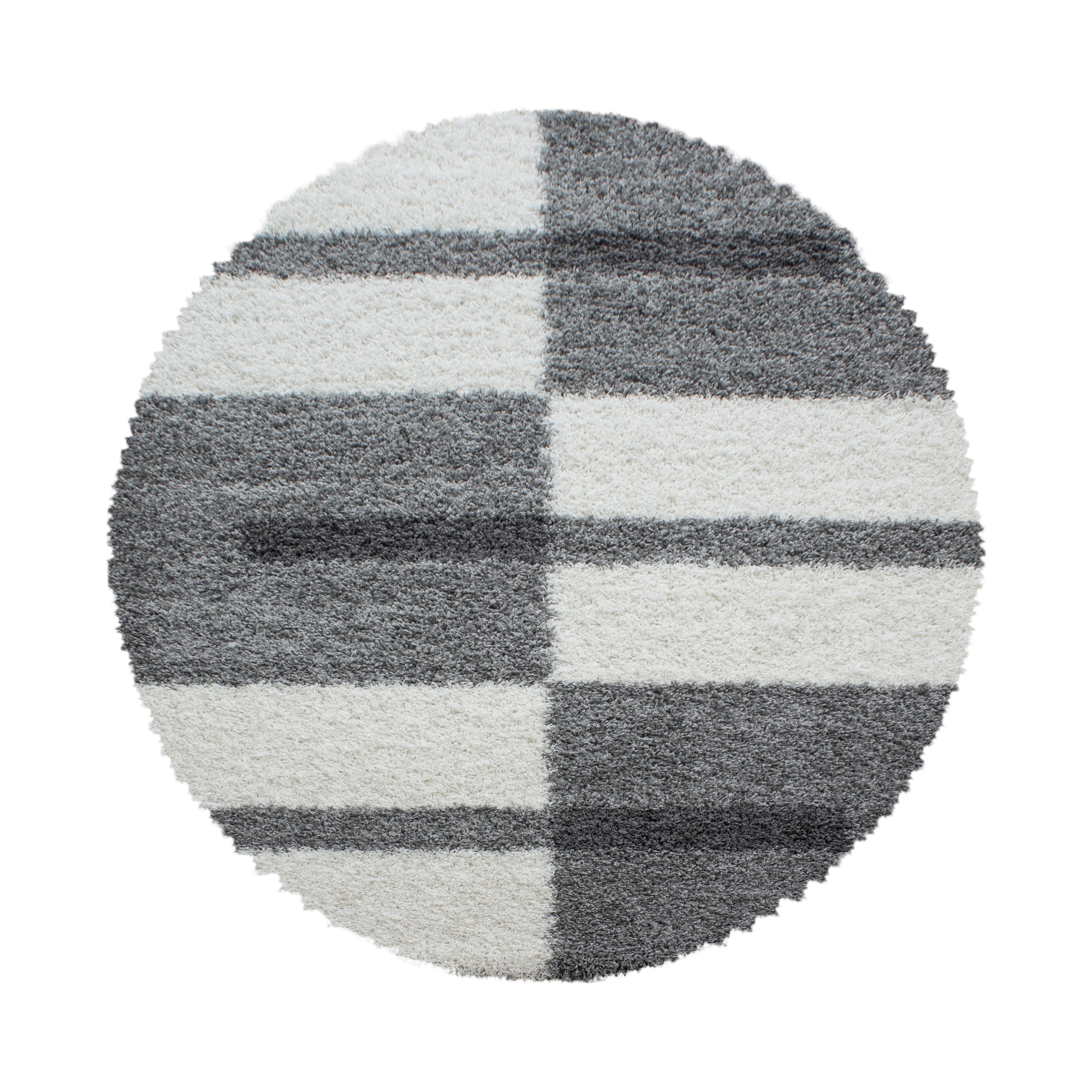 GALA - Tapis shaggy rond à poils longs motif géométrique gris clair - GAL2505GRC GALA